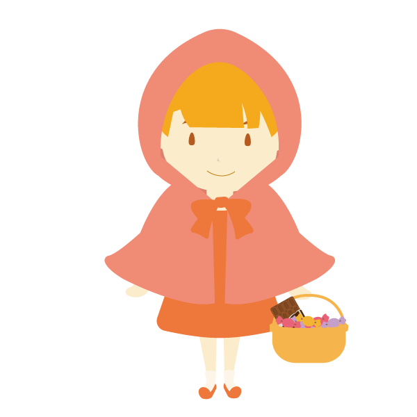 お菓子が入ったバスケットを持つ赤ずきん