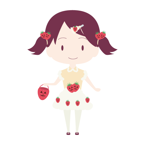 おばけいちごのショートケーキコスチュームの少女