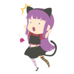 びっくりしている黒猫の仮装をした少女