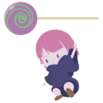 キャンディーのほうきから飛び降りた魔女