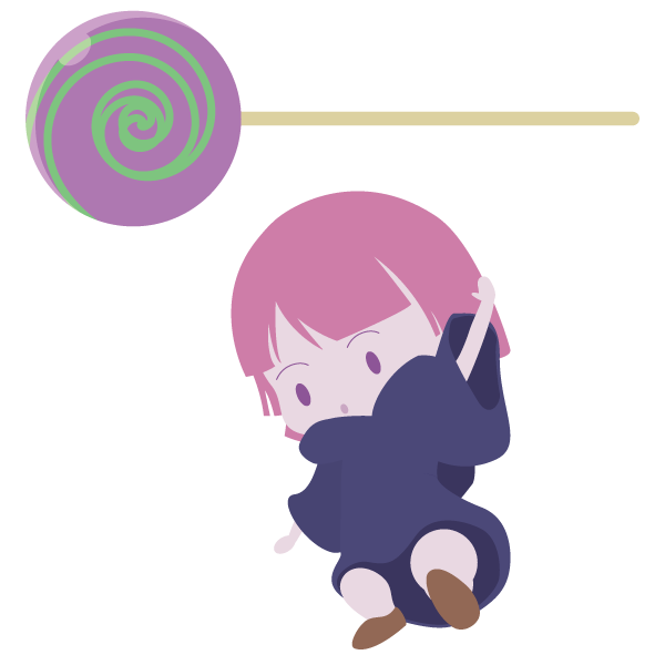 キャンディーのほうきから飛び降りた魔女