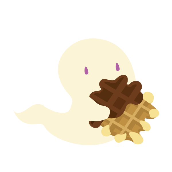 ベルギーワッフルを持つおばけ