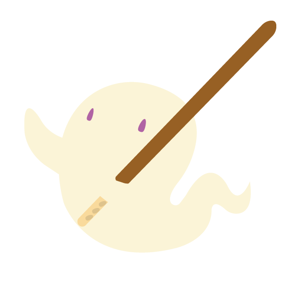 チョコスティックを持つおばけ