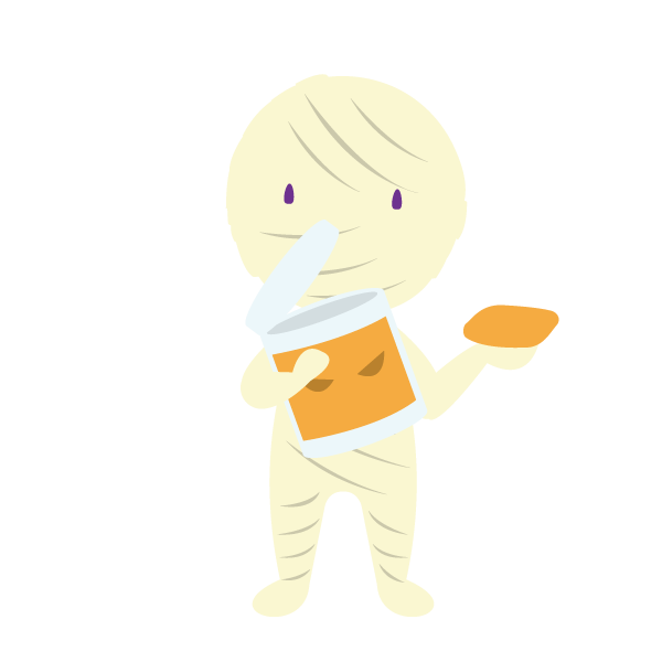 ボトルガムを持つミイラ