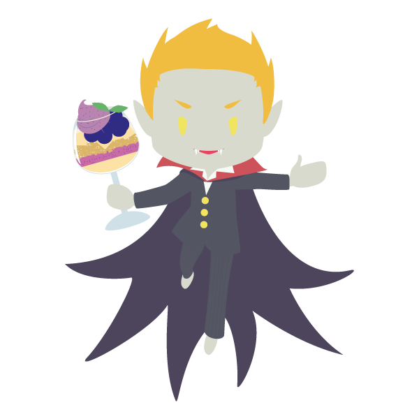 ワイングラスパフェを持つバンパイア