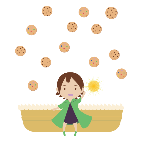 クッキーを魔法で出す魔女