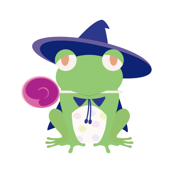 魔女の姿のカエル