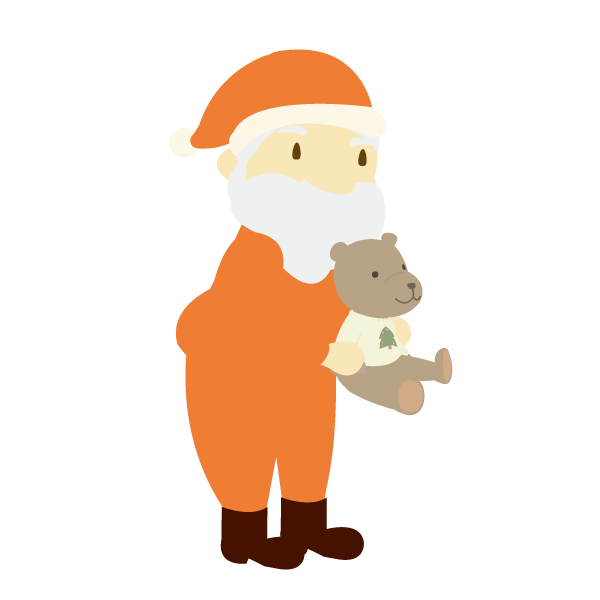 クマのぬいぐるみを持つサンタ