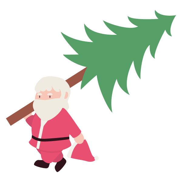 もみの木を運ぶサンタクロース