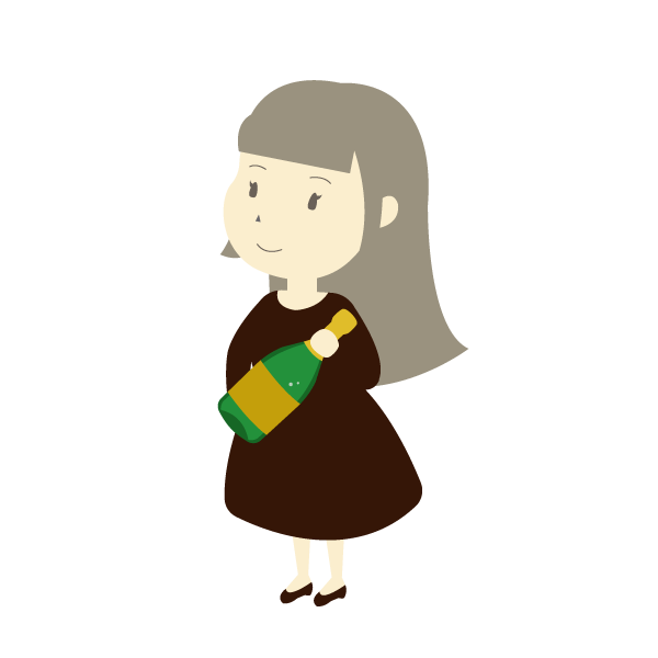 シャンパンボトルを持つ女性