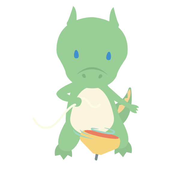 コマを回すドラゴン