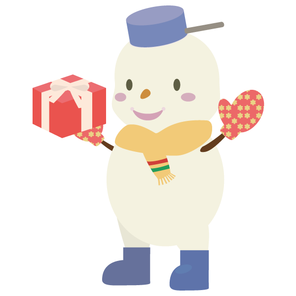 プレゼントをもらった雪だるま