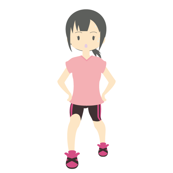アキレス腱を伸ばす少女