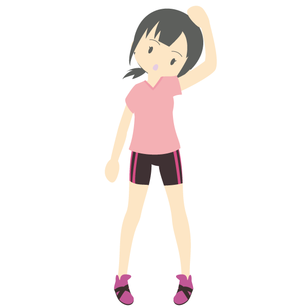 首を曲げる運動をする少女