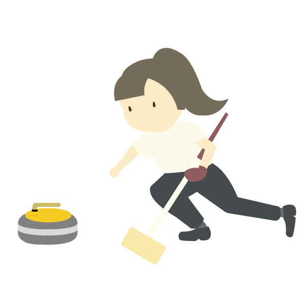 カーリングストーンを投げる女性