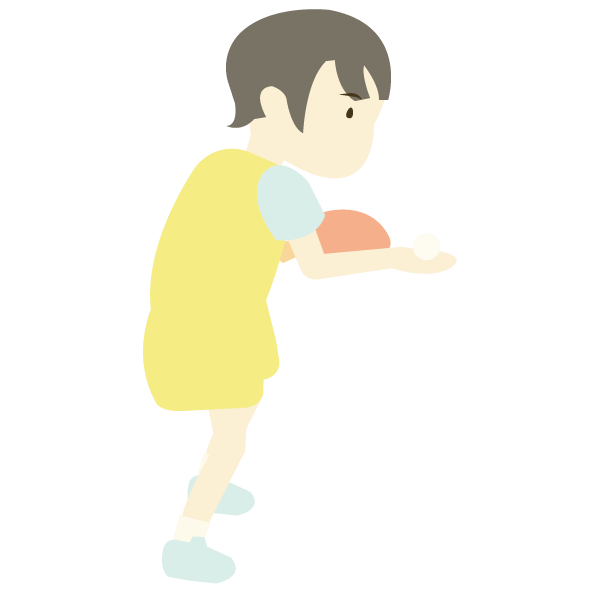 卓球でサーブを打つ前の男性