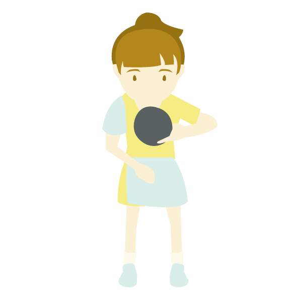 卓球でバックハンドで構える女性