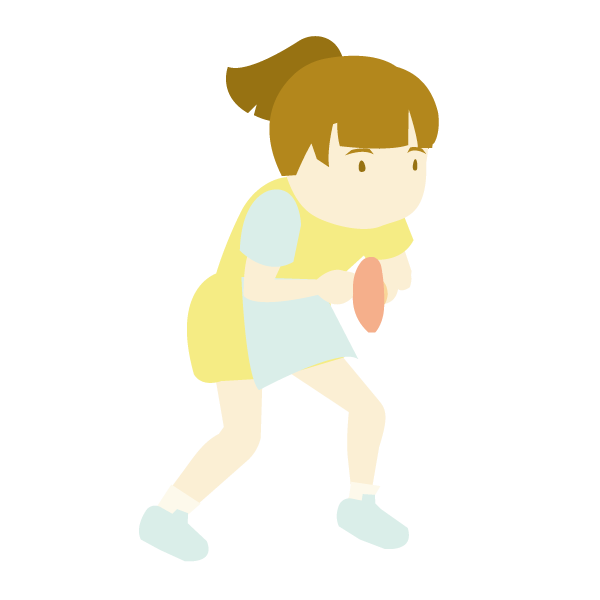 卓球でレシーブに備える女性