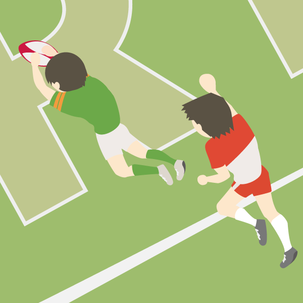 トライを決めたラグビー選手