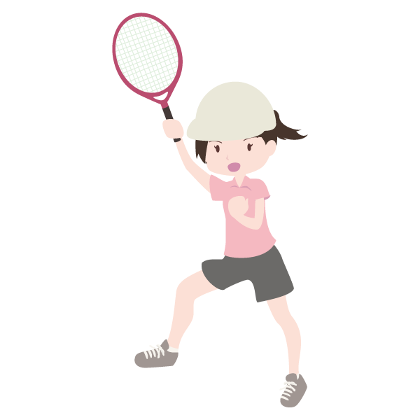 スマッシュするテニス選手（女子）