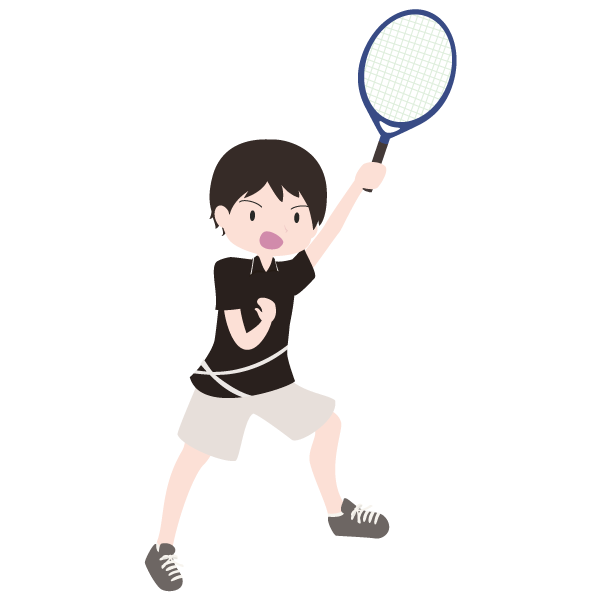 スマッシュするテニス選手（男性）