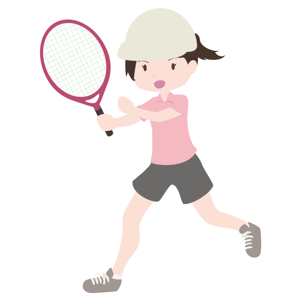 ボレーをするテニス選手（女子）