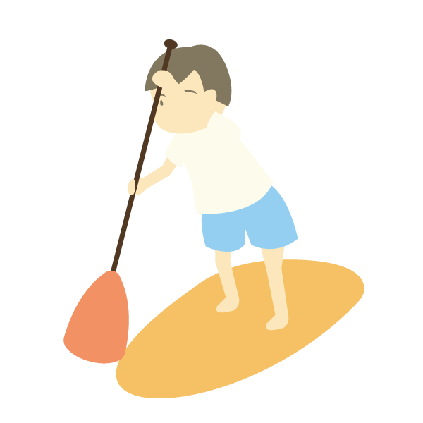 サップを漕ぐ男性