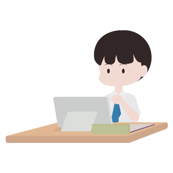 タブレット学習で授業を受ける男子生徒