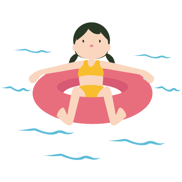 浮き輪に乗って浮いている少女