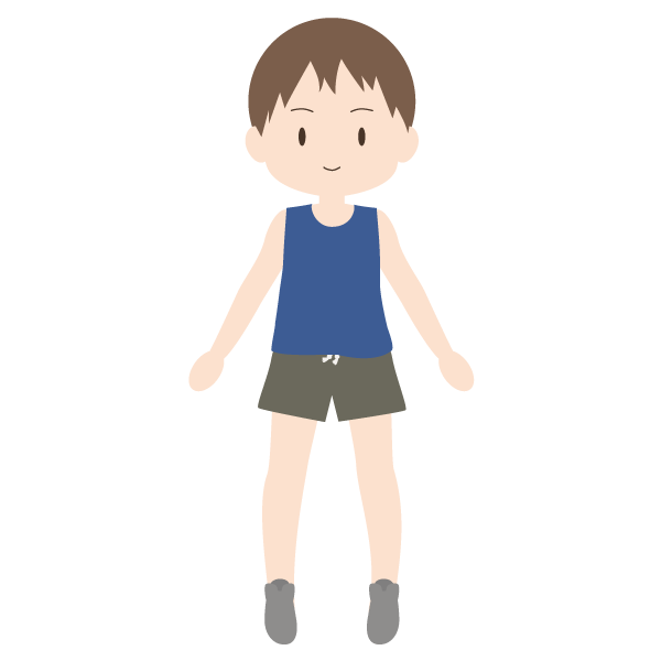 タンクトップとショートパンツを着た男性