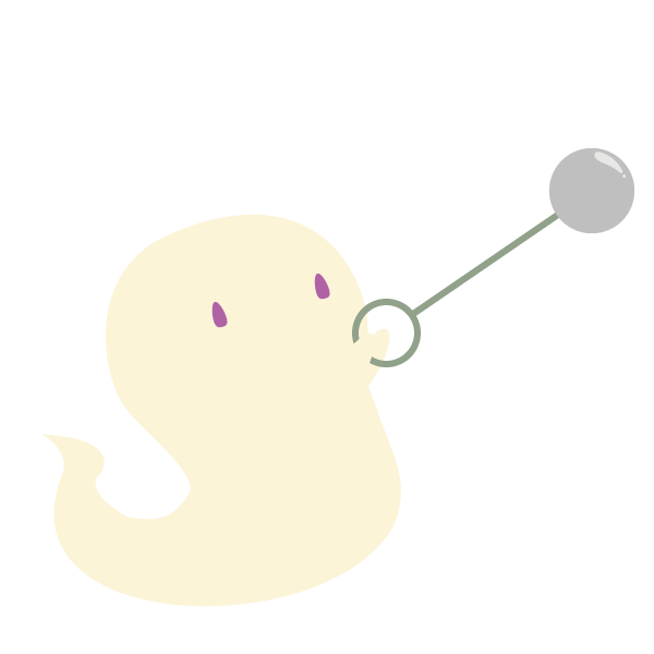 ハンマー投げをするおばけ