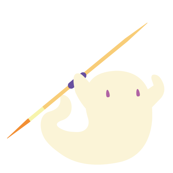 やり投げをするおばけ