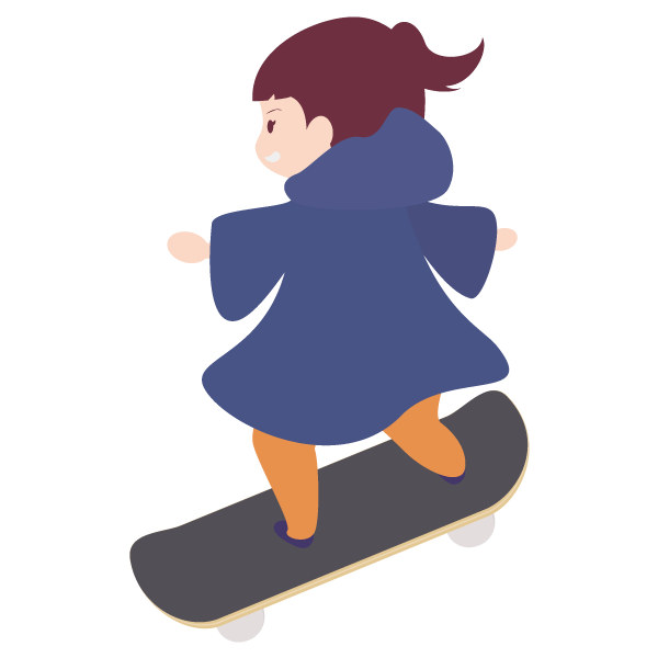 スケートボードに乗る魔女