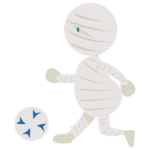 サッカーをするミイラ