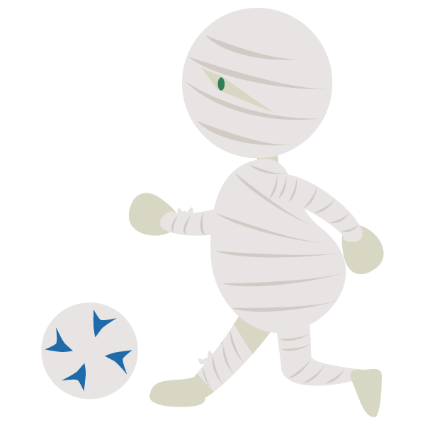 サッカーをするミイラ