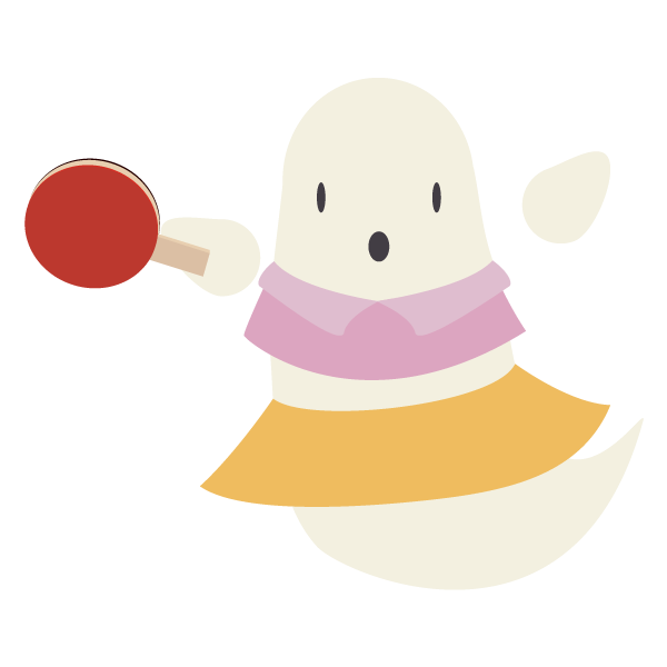 卓球をするおばけ