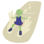 走り幅跳びをするゾンビ