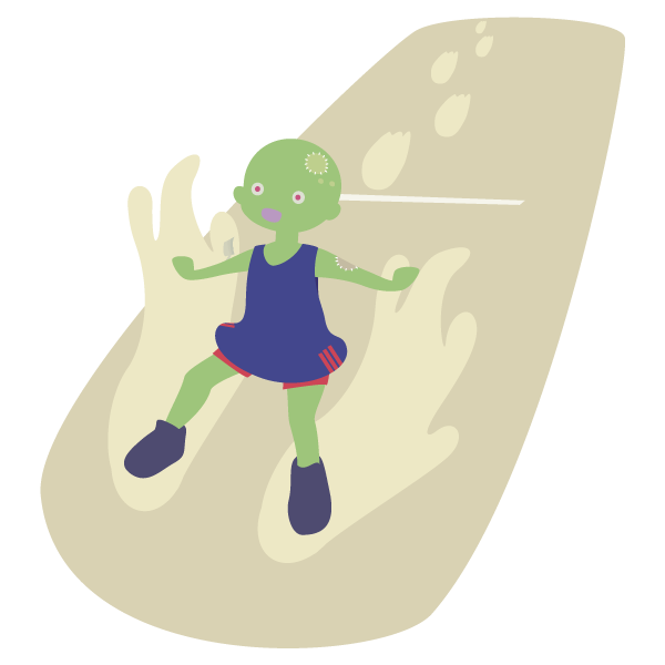 走り幅跳びをするゾンビ