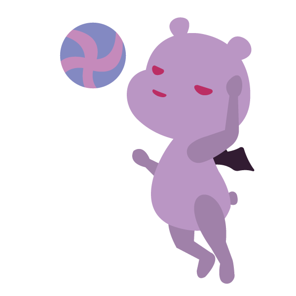 バレーボールでアタックをするデビルベア