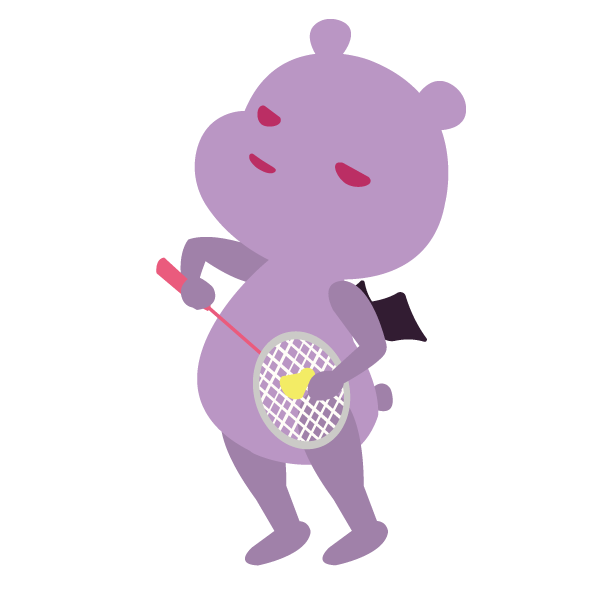 バトミントンでバックハンドサーブをするデビルベア