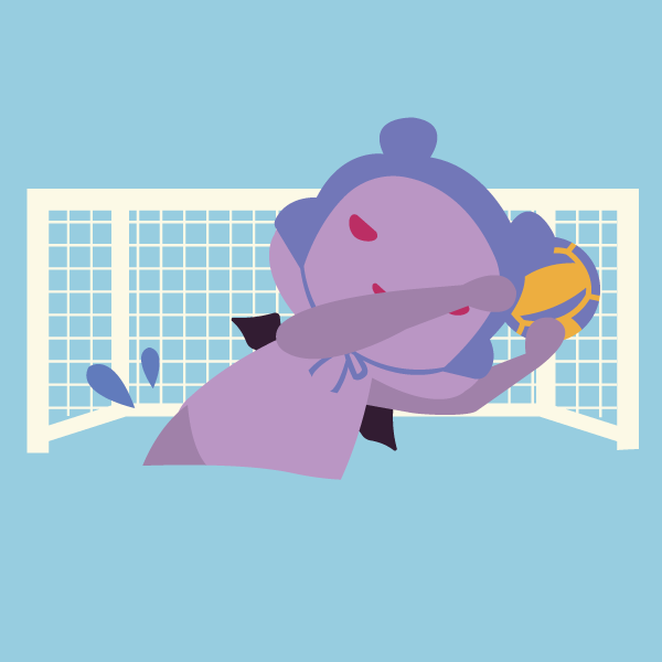 水球でゴールを守るデビルベア