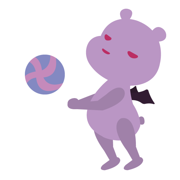 バレーボールでレシーブをするデビルベア