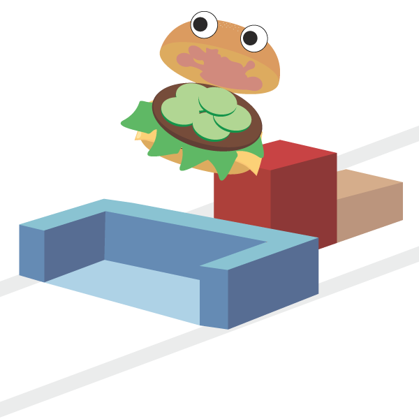 障害物競走に出走しているハンバーガーモンスター