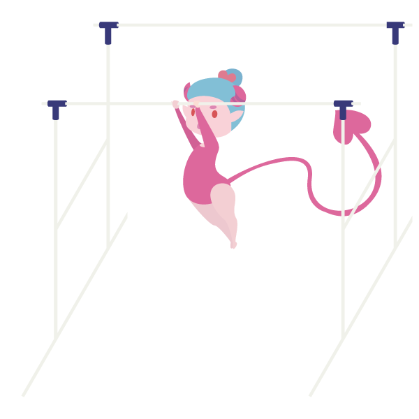 段違い平行棒に乗るインプ