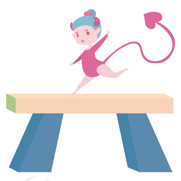 平均台で演技するインプ