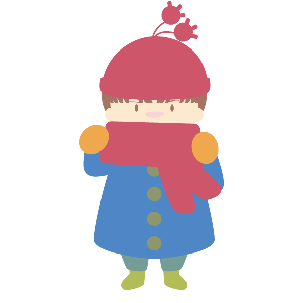 防寒具を着こんだ男の子