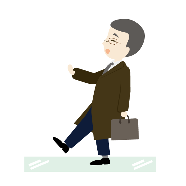 路面凍結で滑る男性会社員