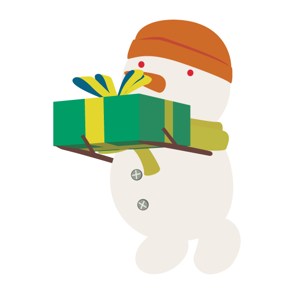 プレゼントを贈る雪だるま
