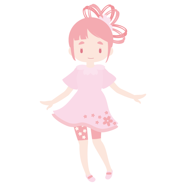桜柄ワンピースの女の子