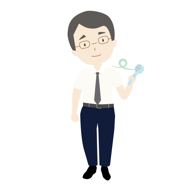 ハンディファンを持つ男性会社員